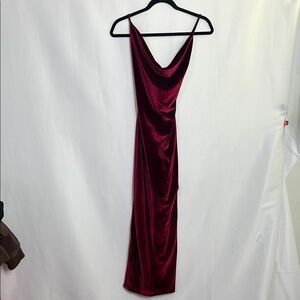 Elegant Backless Burgundy Dress